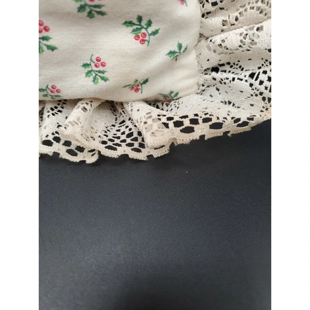 Small Square Decorative Pillow With Quilted Baby Deer/Fawn Red And White